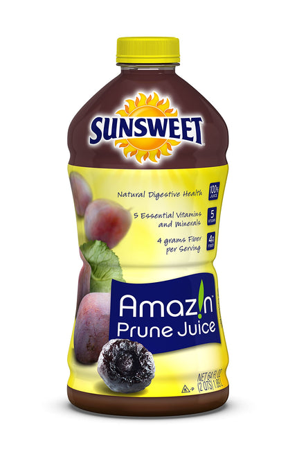 Sunsweet Amazin Prune Juice | Gluten Free, Vegan, Low Fat, Unsweetened, Unsulfured | High in Dietary Fiber + other Natural Minerals | Packs of Six 64oz Bottles