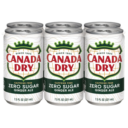 Diet Canada Dry Ginger Ale Soda, 7.5 Fl Oz Cans, 6 Pack