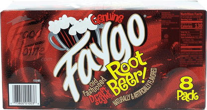 Faygo Root Beer! flavored soda pop. 8-pack 12-fl. oz. cans in box (1)