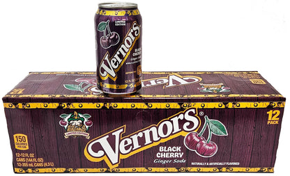 Vernors ginger ale (soda) Black Cherry flavored soda pop, 12-fluid ounce cans, 12-count fridge pack