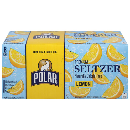 Polar, Lemon Seltzer Cans, 8 Pack