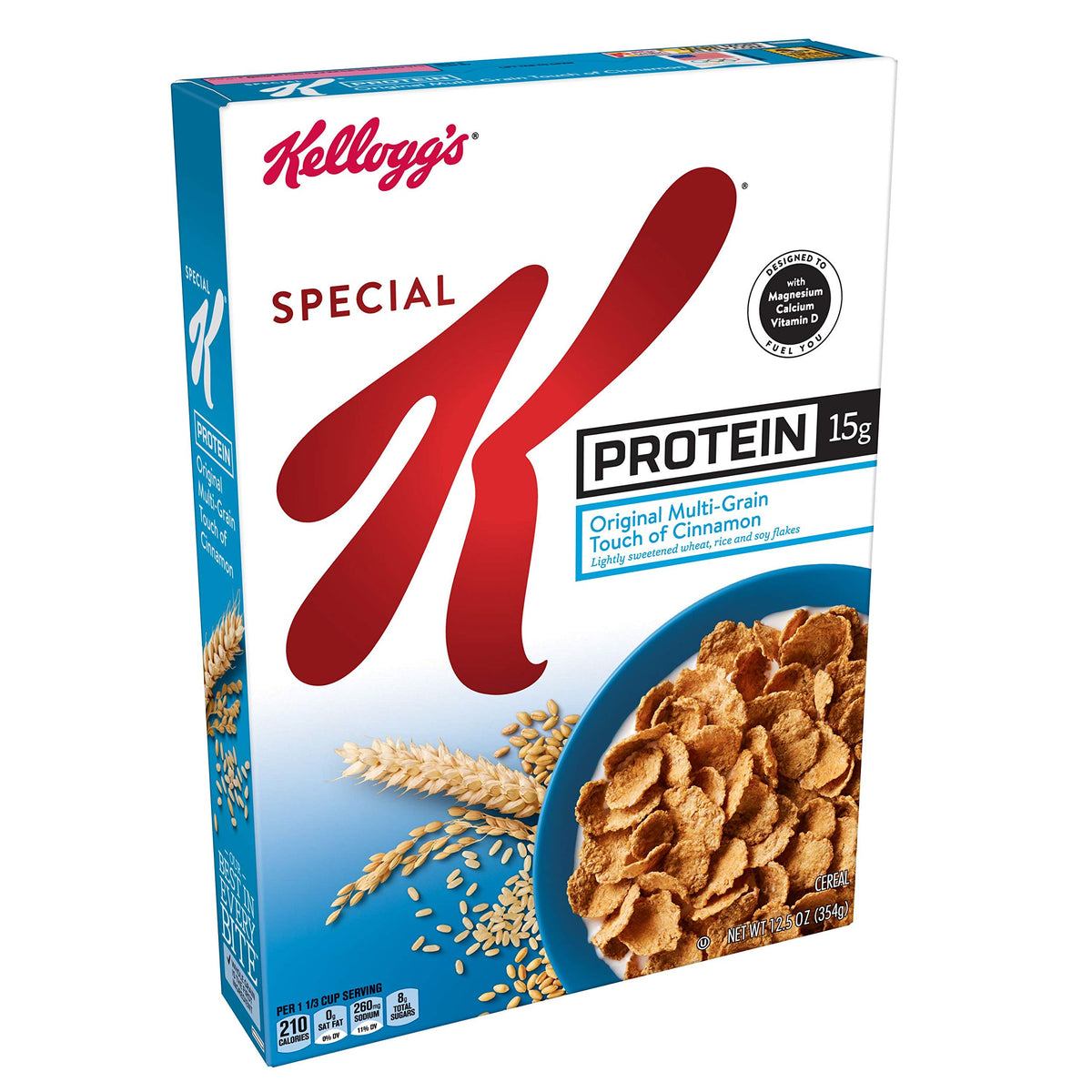 Kellogg's Special K Protein, Breakfast Cereal, Original Multi-Grain Touch of Cinnamon, Good Source of Protein, 12.5oz Box