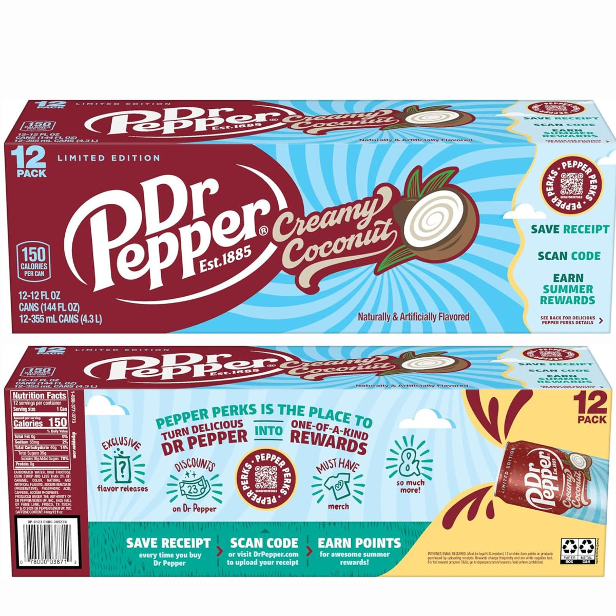 Louisiana Pantry Dr. Pepper Creamy Coconut 12 Ounce Cans or 20 Ounce Bottles (12 Pack 12oz, Dr. Pepper Creamy Coconut)