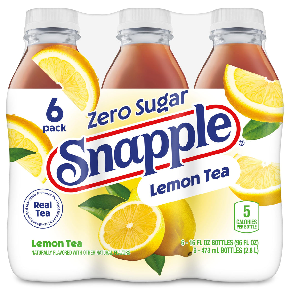 Snapple Diet Lemon Tea, 16 fl oz recycled plastic bottle, 6 pack