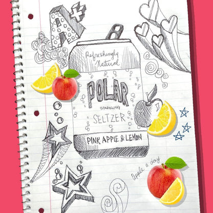 Polar Seltzer Water, Pink Apple & Lemon, 12 fl oz cans, 12 pack