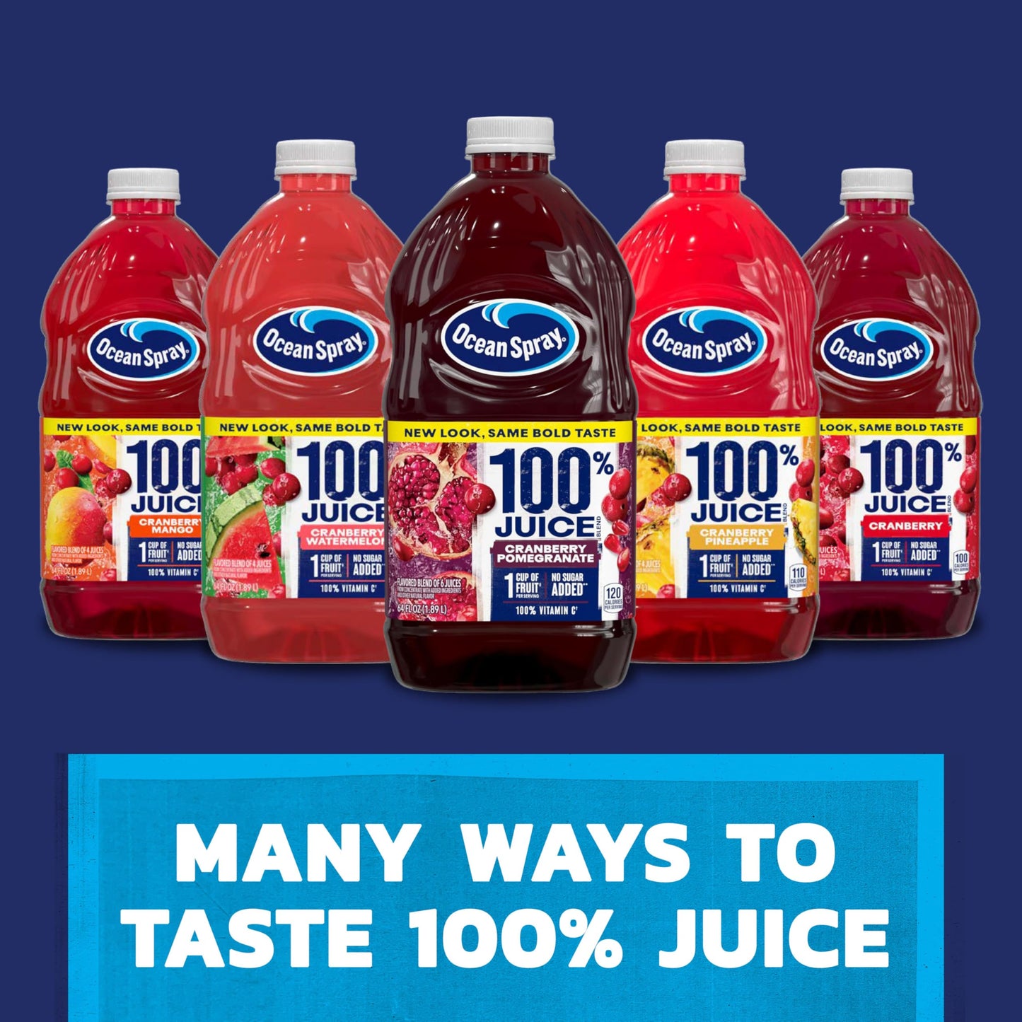 Ocean Spray® 100% Juice Cranberry Grape Juice Blend, 64 Fl Oz Bottle (Pack of 8)