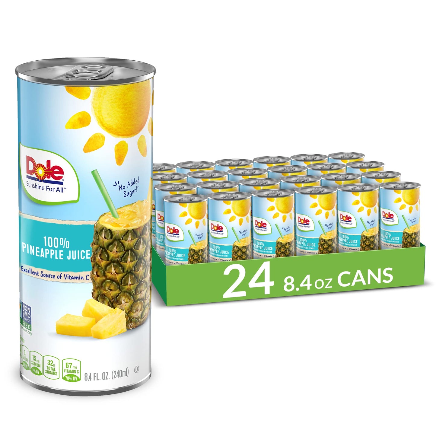 Dole 100% Pineapple Juice, 8.0 Fl Oz, Pack of 24