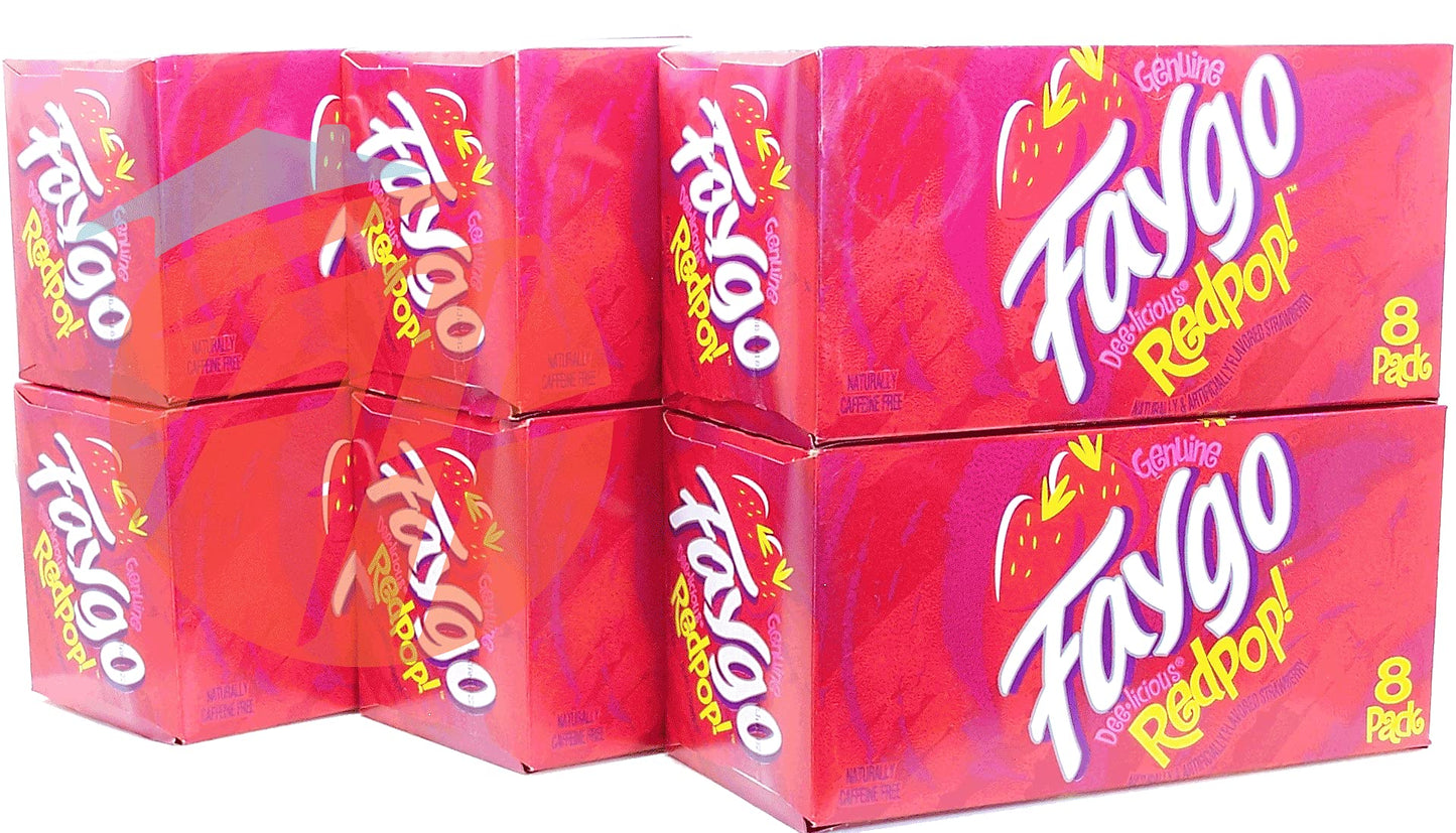 Faygo Redpop! strawberry flavored soda pop. 8-pack 12-fl. oz. cans in box (1)
