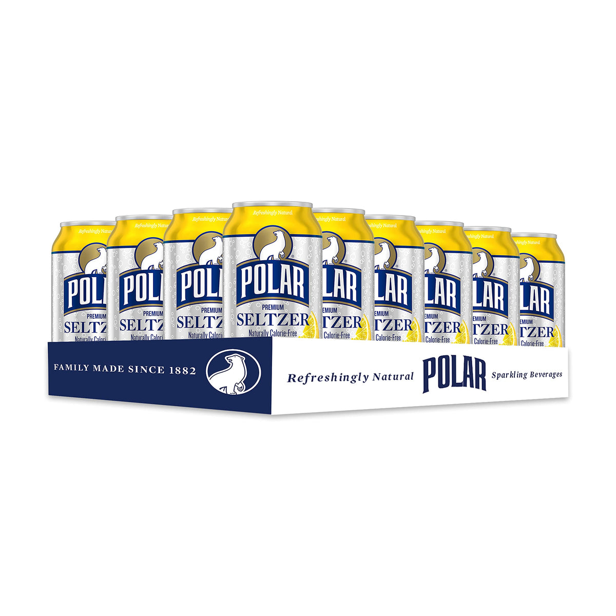 Polar Seltzer Water Lemon, 12 fl oz cans, 24 pack