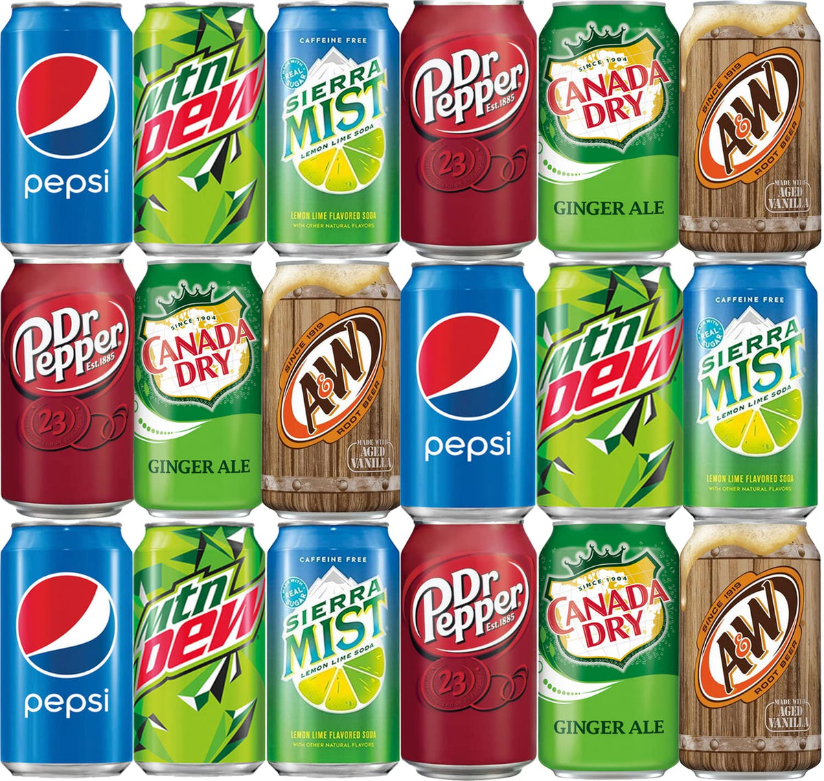 BGM Soda Assortment 18 Pack, Refrigerator Restock Kit (216 fl oz)
