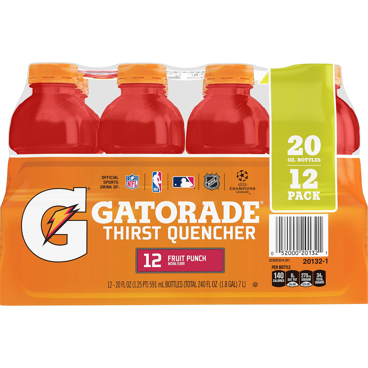 Gatorade Thirst Quencher, Fruit Punch, 20 Ounce Bottles (Pack of 12)