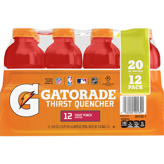 Gatorade Thirst Quencher, Fruit Punch, 20 Ounce Bottles (Pack of 12)