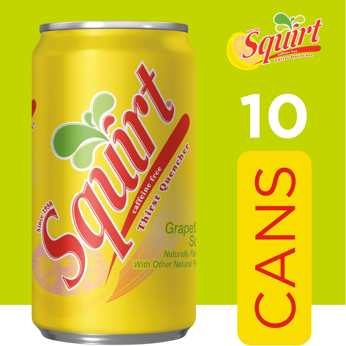 Squirt Soda, 7.5 Fl oz Mini Cans, 10 Pack