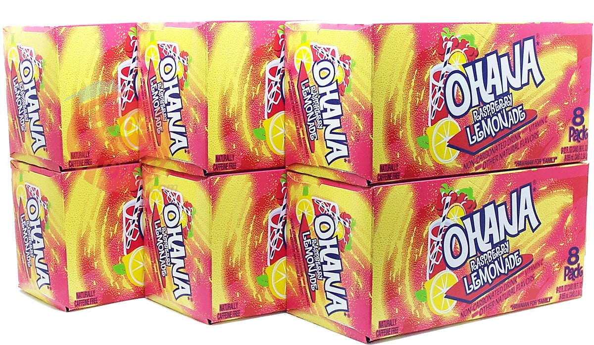 Ohana! raspberry lemonade, non-carbonated, caffeine free, 12-fluid ounce cans, 8-pack in box (1)