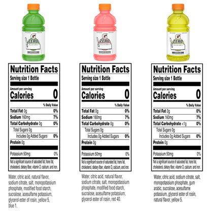 Gatorade Zero Kids Variety Pack, (Apple, Watermelon, Lemon Lime), 12 Fl Oz (Pack of 24)