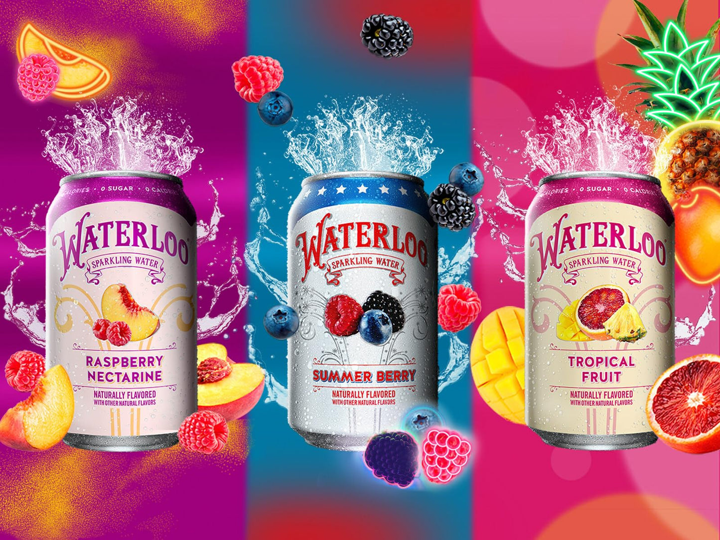 Waterloo Sparkling Fruit Flavored Water, Multi-Flavor Variety Pack | Zero Calorie | Zero Sugar | Zero Sodium | Zero Calories | Naturally flavored, 12 Fl Oz with Fitluv packaging (8 Flavor Variety, Pack of 24)