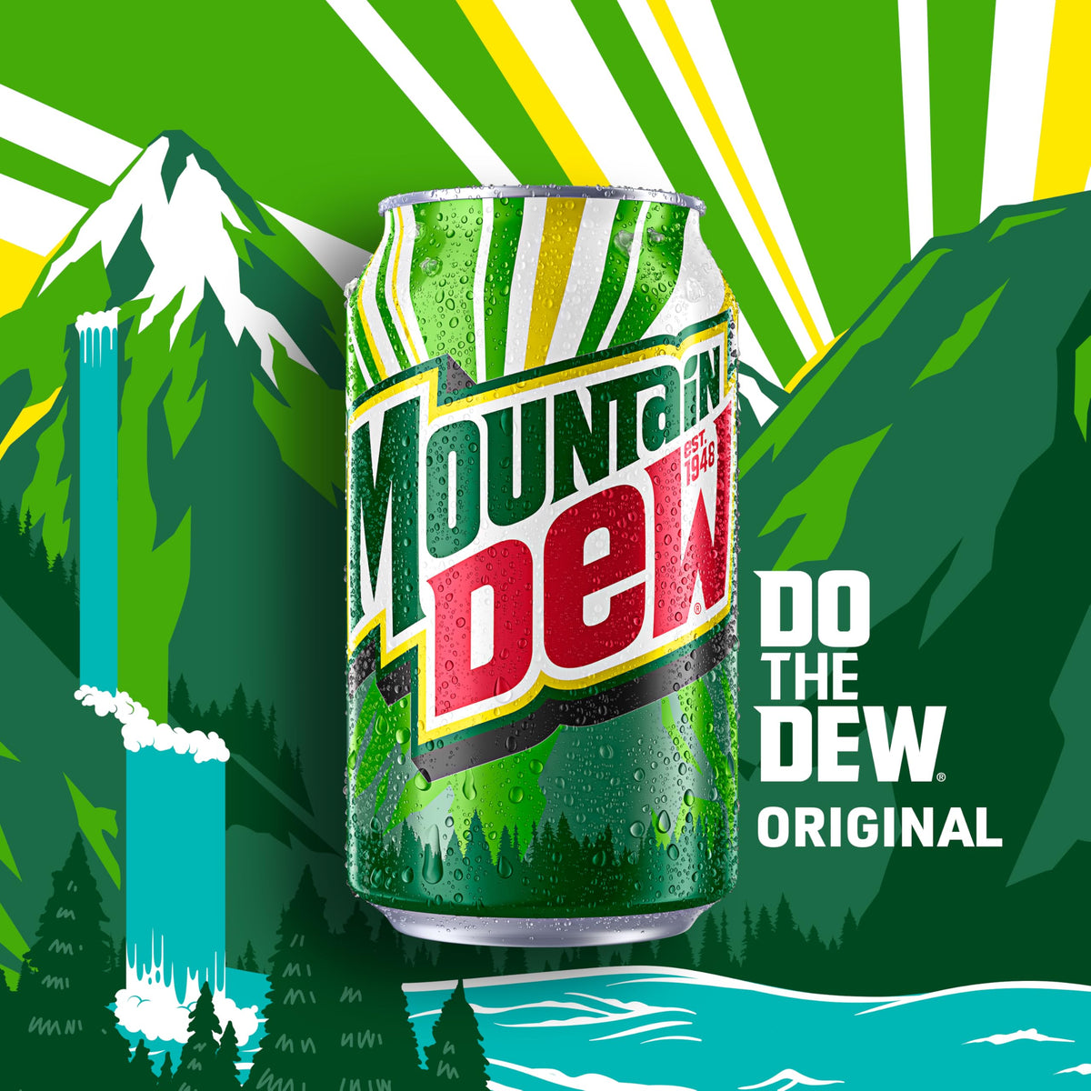Mountain Dew Soda, 2 Flavor Baja Blast Variety Pack (Baja Blast, Original Dew), 12 Fl Oz Cans (Pack of 18)