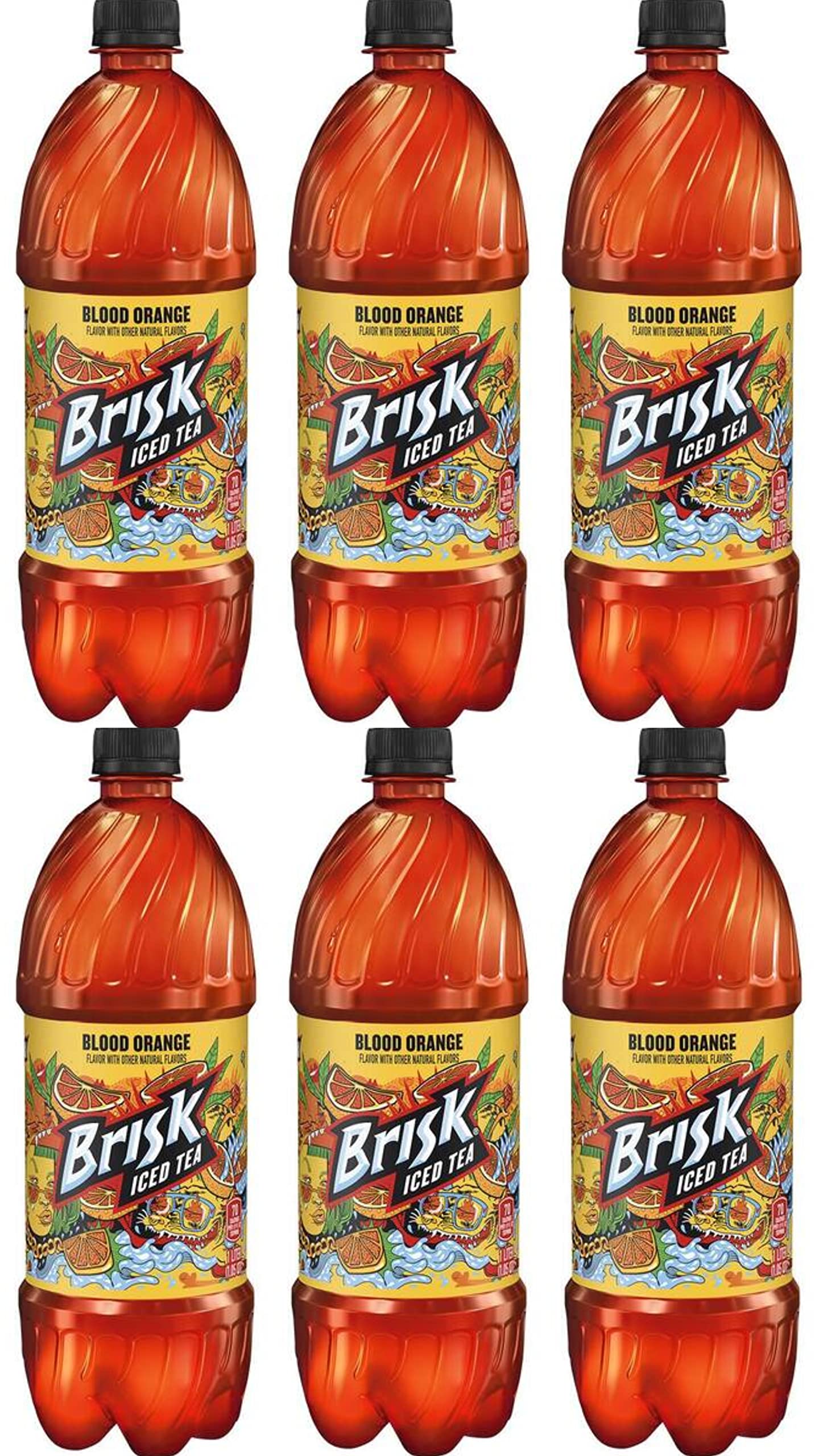 Brisk Blood Orange Iced Tea, 33.8 Fl Oz, 6 Bottles