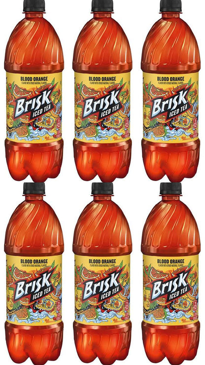 Brisk Blood Orange Iced Tea, 33.8 Fl Oz, 6 Bottles