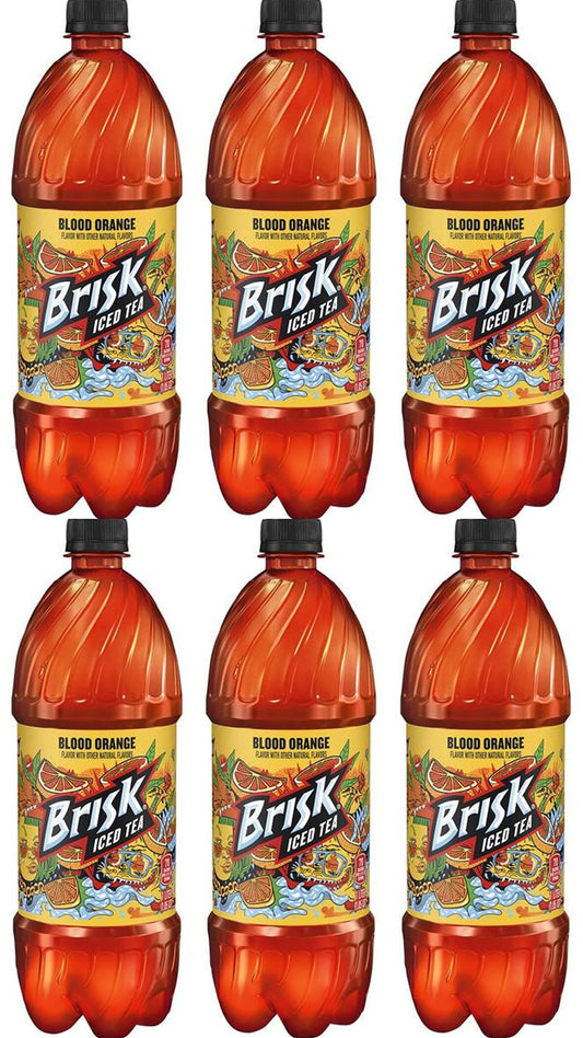 Brisk Blood Orange Iced Tea, 33.8 Fl Oz, 6 Bottles