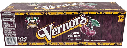 Vernors ginger ale (soda) Black Cherry flavored soda pop, 12-fluid ounce cans, 12-count fridge pack