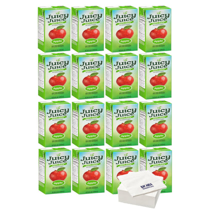 Juicy Juice 100% Apple Juice, 6.75oz, (Pack of 16) with Bay Area Marketplace Napkins