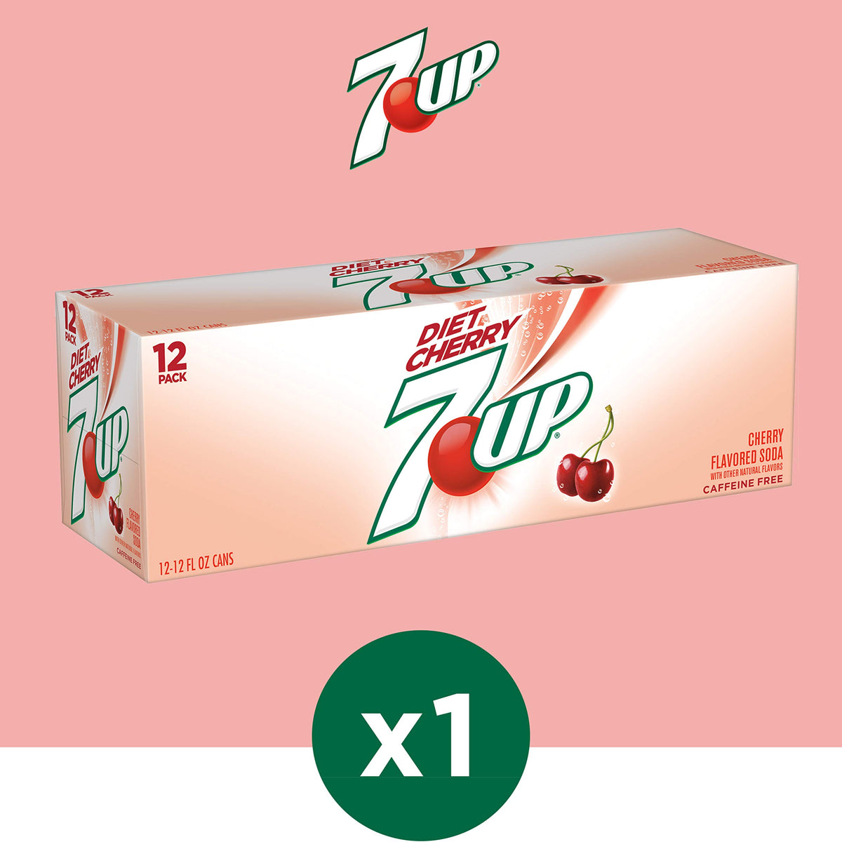 7UP Diet Cherry Flavored Lemon Lime Soda, 12 Fl Oz (Pack Of 12)