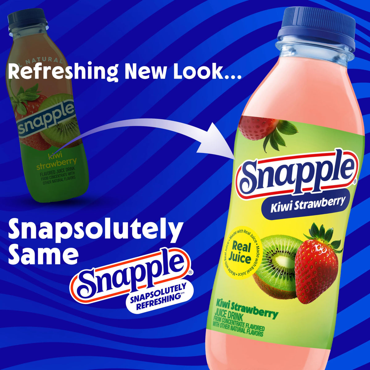 Snapple Kiwi Strawberry Juice Drink, 16 Fl Oz Recycled Plastic Bottle, Pack Of 12, All Natural, No Artificial Flavors Or Sweeteners, Contains 3% Real Juice