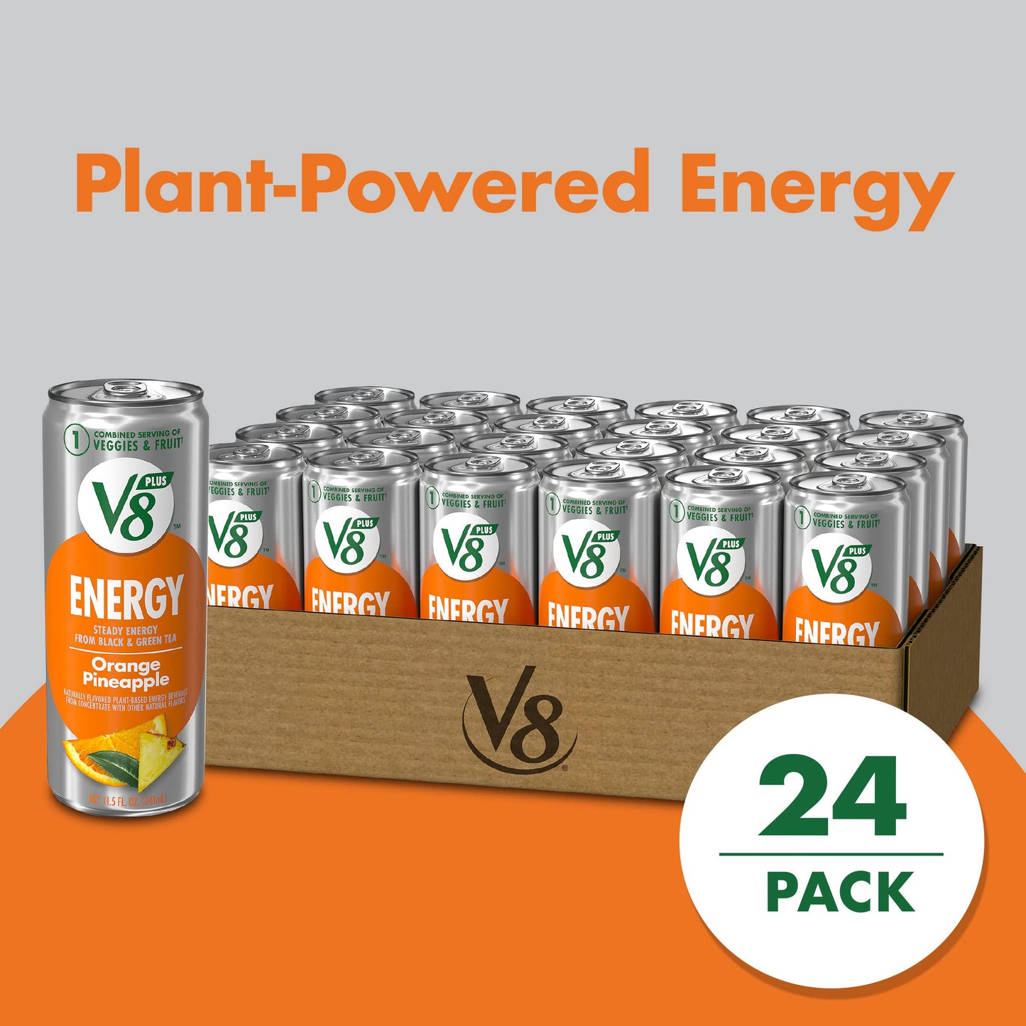 V8 +ENERGY Orange Pineapple Energy Drink, 8 Ounce Can (Case Of 24)