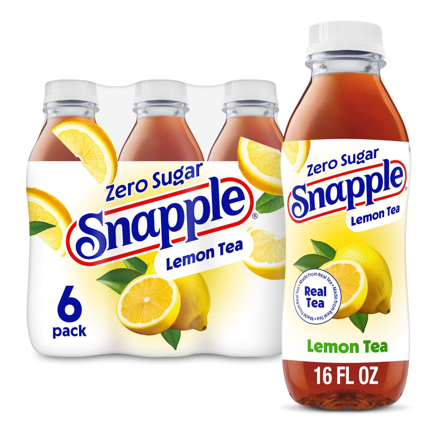 Snapple Diet Lemon Tea, 16 fl oz recycled plastic bottle, 6 pack