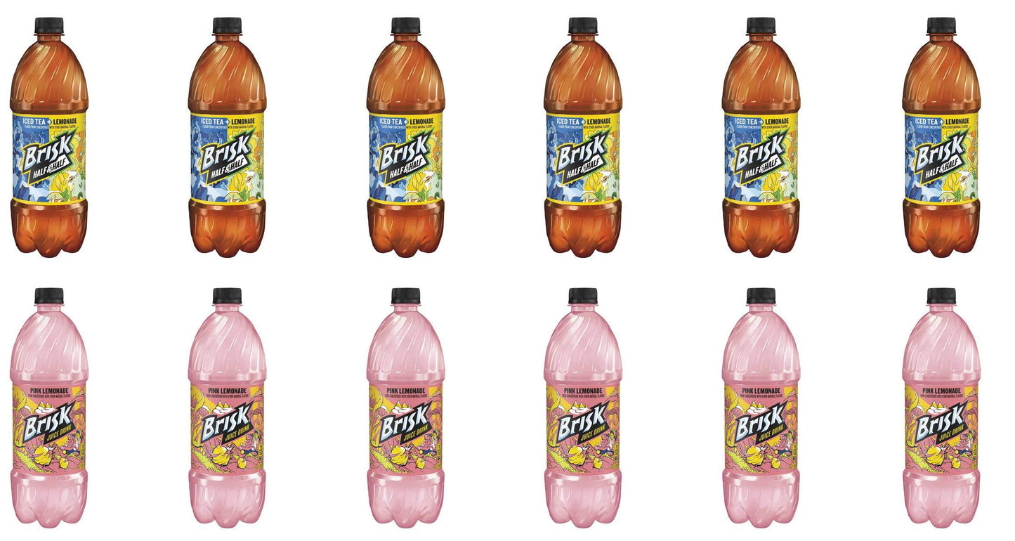 LUV BOX - Variety Brisk Lemonade Pack 1L Plastic Bottle, 12 Per Case, Pink Lemonade , Tea Lemonade