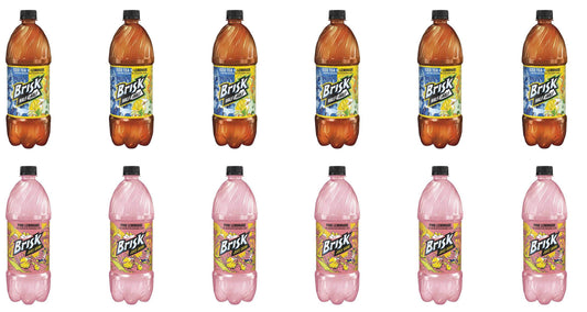 LUV BOX - Variety Brisk Lemonade Pack 1L Plastic Bottle, 12 Per Case, Pink Lemonade , Tea Lemonade