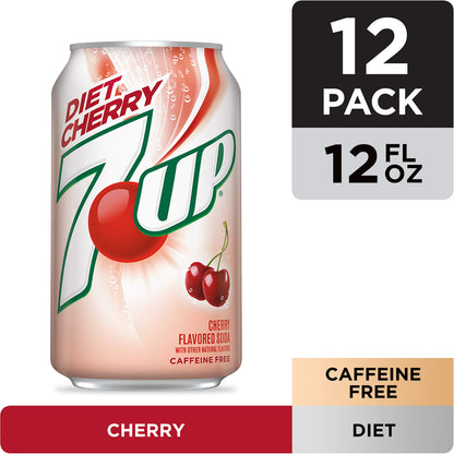 7UP Diet Cherry Flavored Lemon Lime Soda, 12 Fl Oz (Pack Of 12)