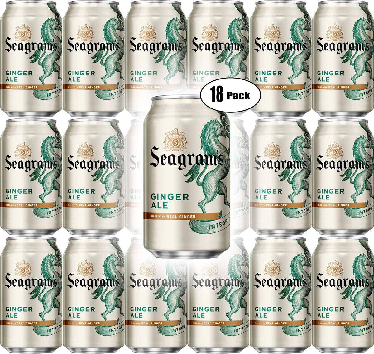 Seagram's Ginger Ale, 12 oz Can (Pack of 18, Total of 216 Oz)