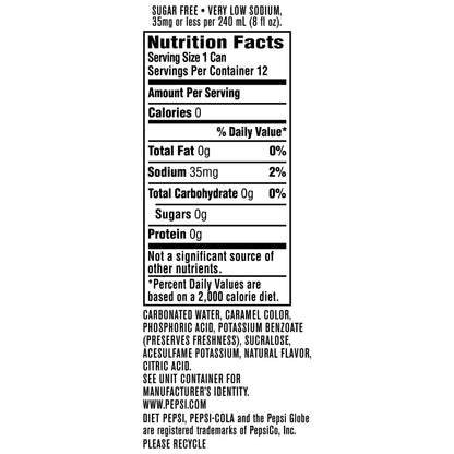 Pepsi Caffeine Free Diet Cans, 12 Count, 12 fl oz Cans