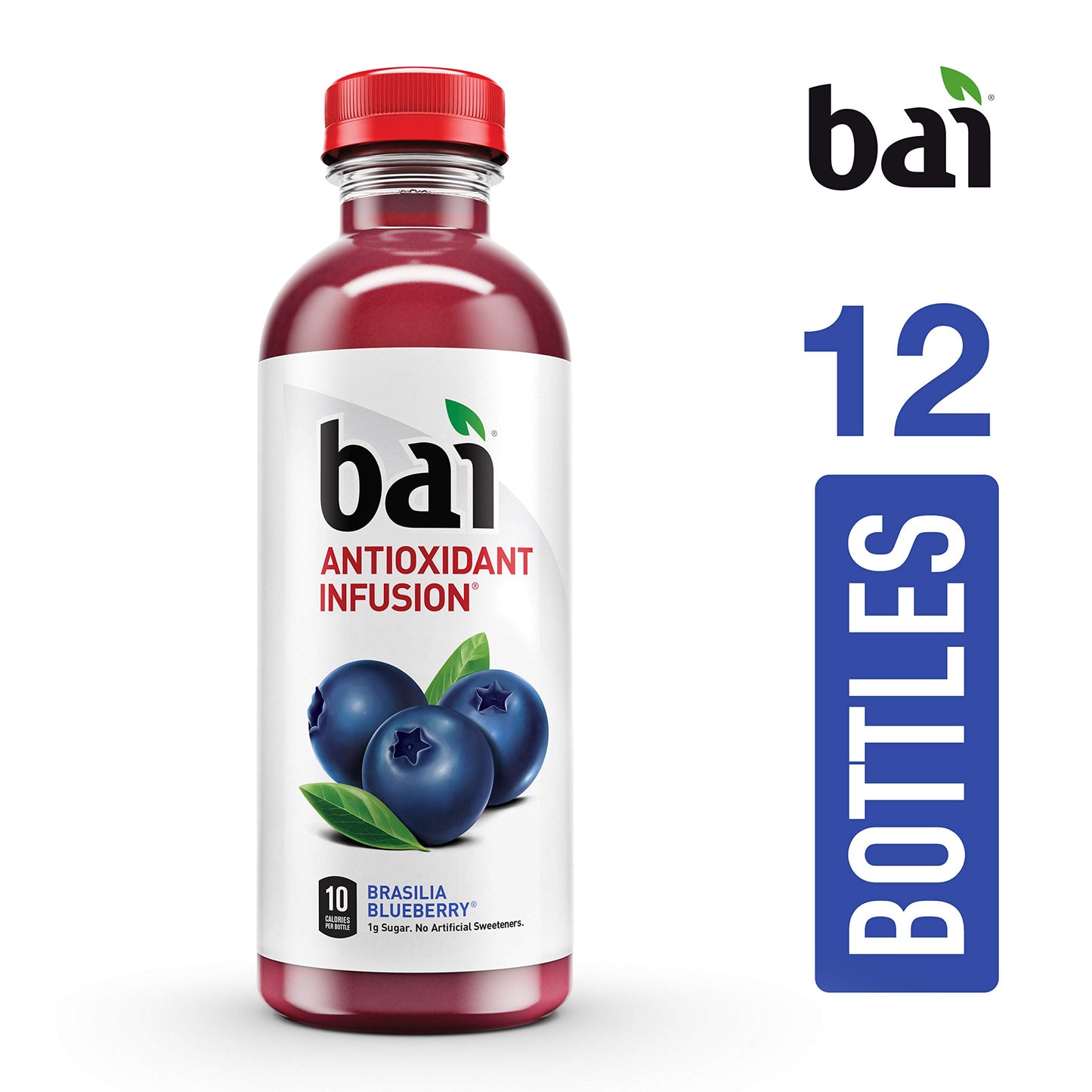 Bai Flavored Water, Brasilia Blueberry, Antioxidant Infused Drinks, 18 Fluid Ounce Bottle (Pack of 12)