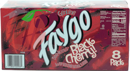 Faygo Black Cherry! flavored soda pop. 8-pack 12-fl. oz. cans in box (1)