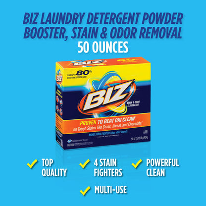 BIZ - CRB-80575225525 Biz Laundry Detergent Powder Booster, Stain & Odor Removal - 50 Ounces