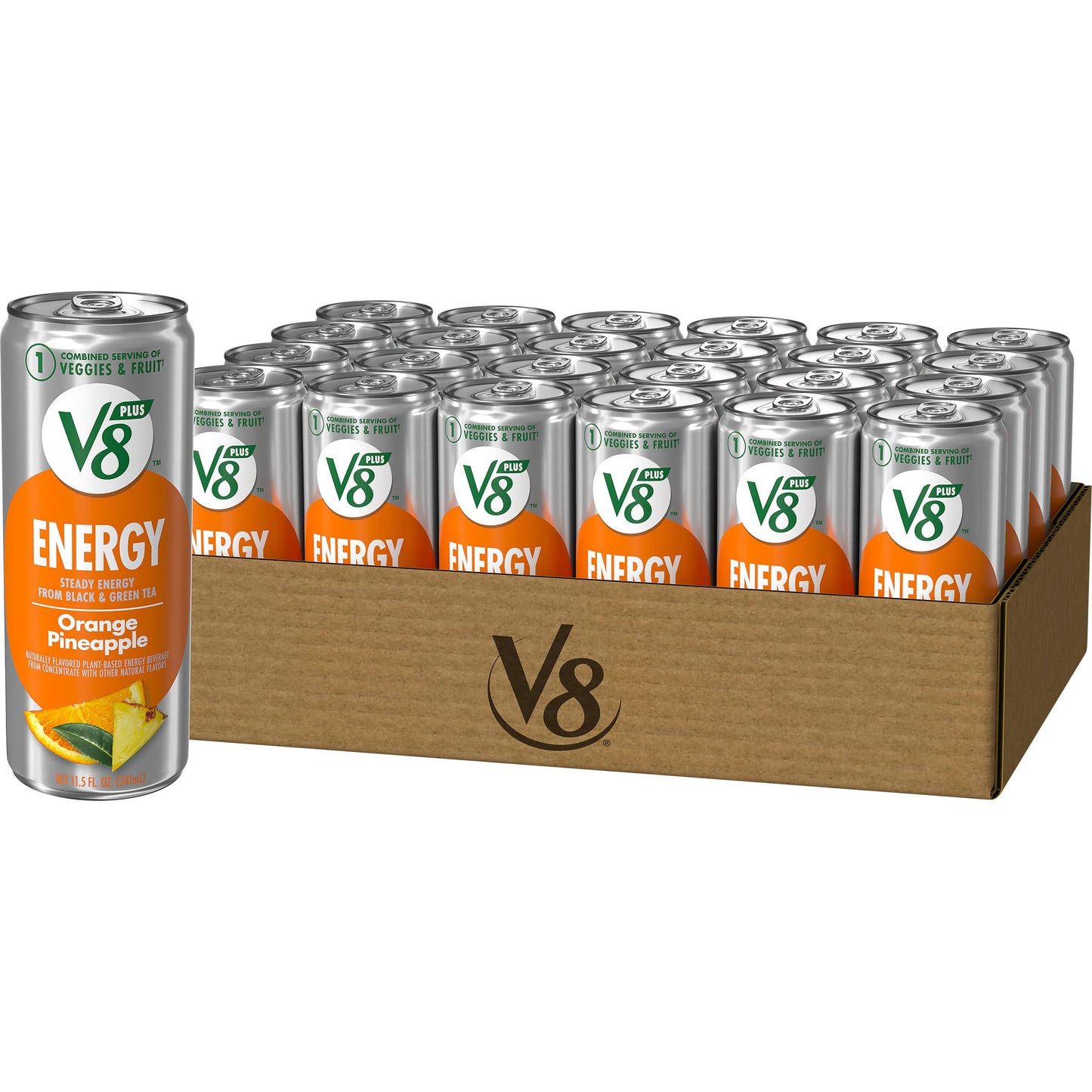 V8 +ENERGY Orange Pineapple Energy Drink, 8 Ounce Can (Case Of 24)
