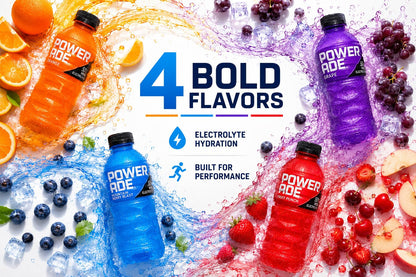 Powerade Sports Drink Variety Pack, 20 oz Bottles (12 Pack) – Mountain Berry Blast, Orange, Grape & Fruit Punch – Electrolyte Hydration for Sports, Workouts & Recovery