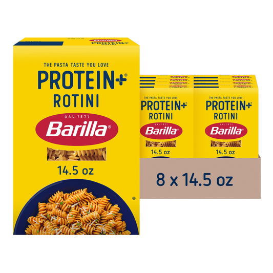 BARILLA Protein+ (Plus) Rotini Pasta, 14.5 Ounce - plant based pasta - Made from Lentils, Chickpeas & Peas - Non-GMO, Kosher Certified and Vegan