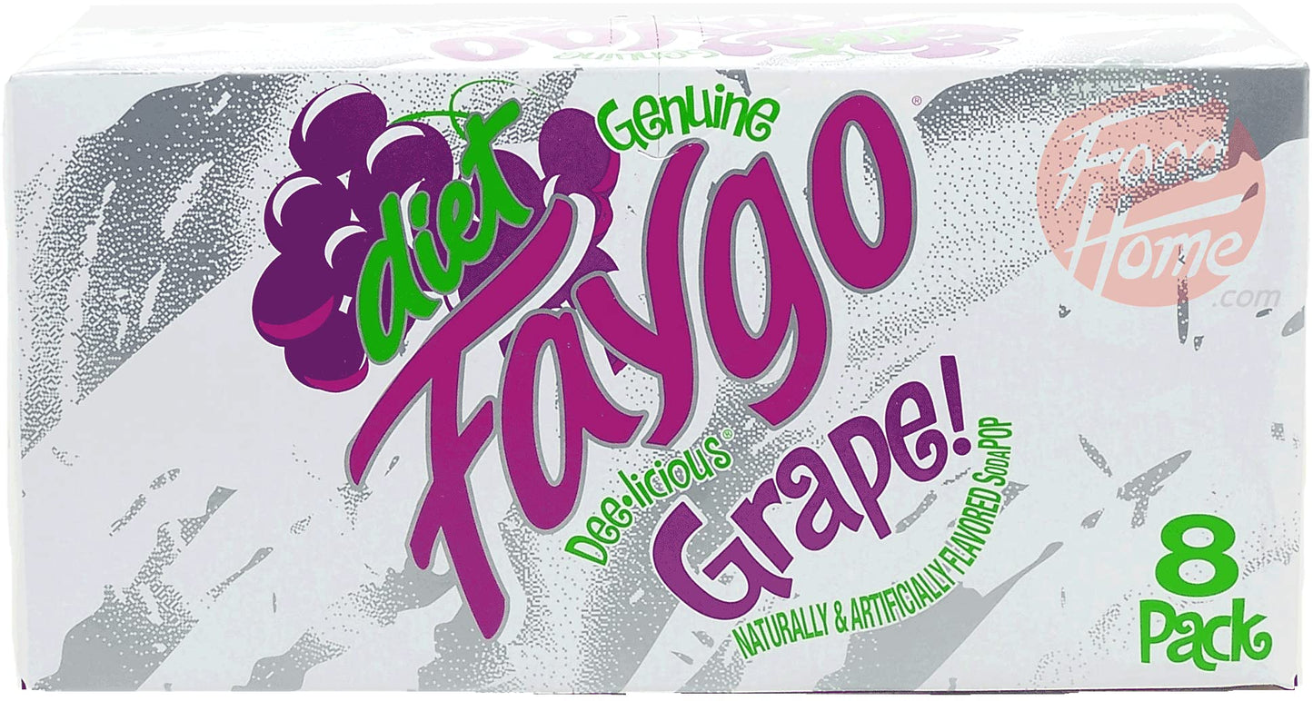 Diet Faygo Grape! flavored soda pop. 8-pack 12-fl. oz. cans in box (1)