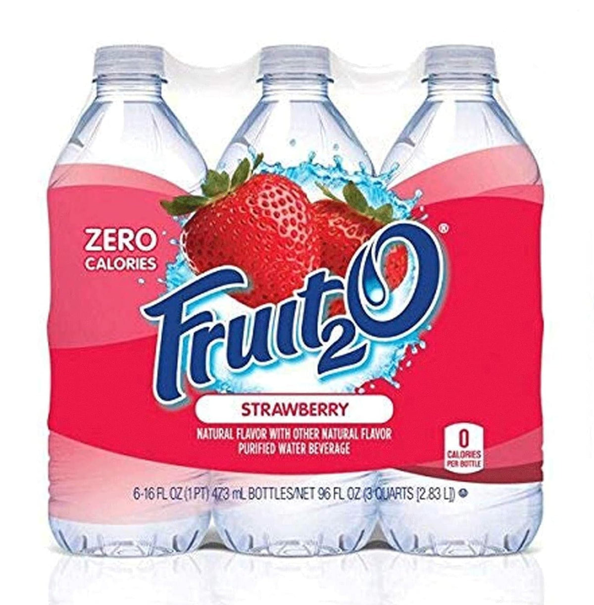 Fruit2O Zero Calorie Flavored Water Strawberry (6 bottles) | 0 calorie, 0 sugar, 0 carbohydrates, Natural flavor + Knoppers0.8oz