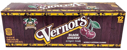 Vernors ginger ale (soda) Black Cherry flavored soda pop, 12-fluid ounce cans, 12-count fridge pack