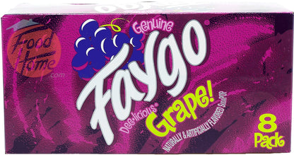 Faygo Grape! flavored soda pop. 8-pack 12-fl. oz. cans in box (6)