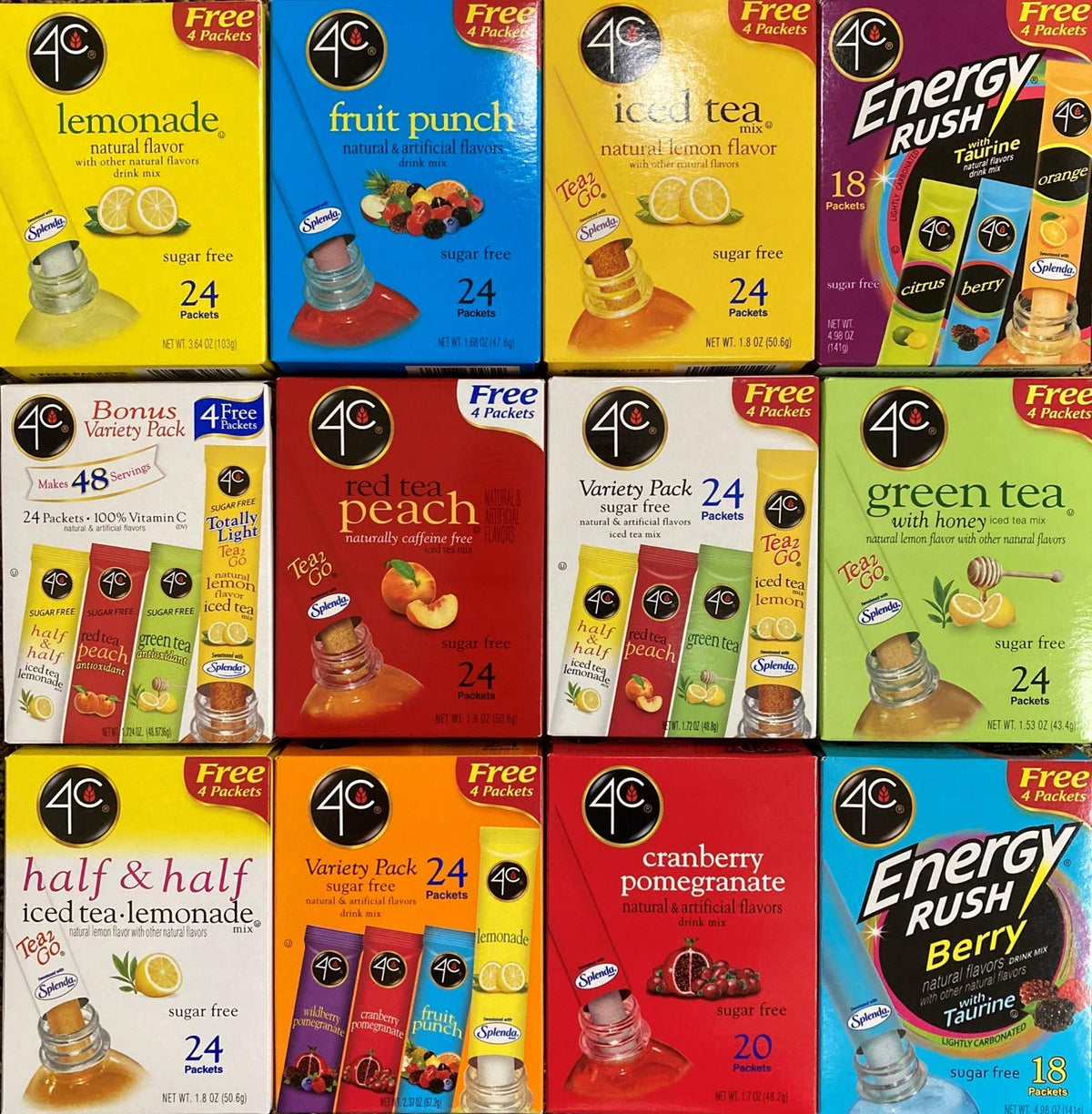 4C Totally Light Tea 2 Go Green Tea, Ice Tea Mix, Sugar Free, 20-Count Boxes (Pack of 3)