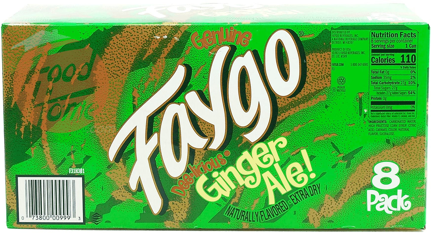 Faygo Ginger Ale! flavored soda pop. 8-pack 12-fl. oz. cans in box (1)