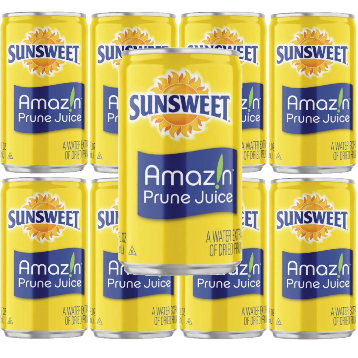 Sunsweet Prune Juice, 7.5oz Mini Cans, (Pack of 8) with Bay Area Marketplace napkins