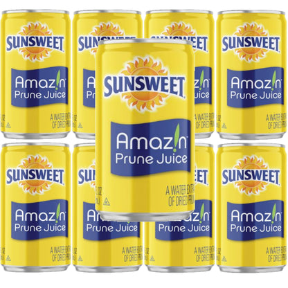 Sunsweet Prune Juice, 7.5oz Mini Cans, (Pack of 8) with Bay Area Marketplace napkins