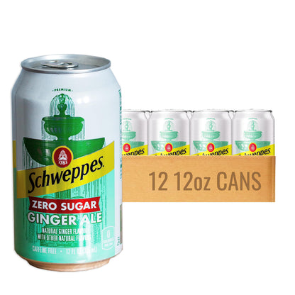Schweppes Zero Sugar Ginger Ale - Refreshing, Crisp, Delicious - 12, 12oz Cans